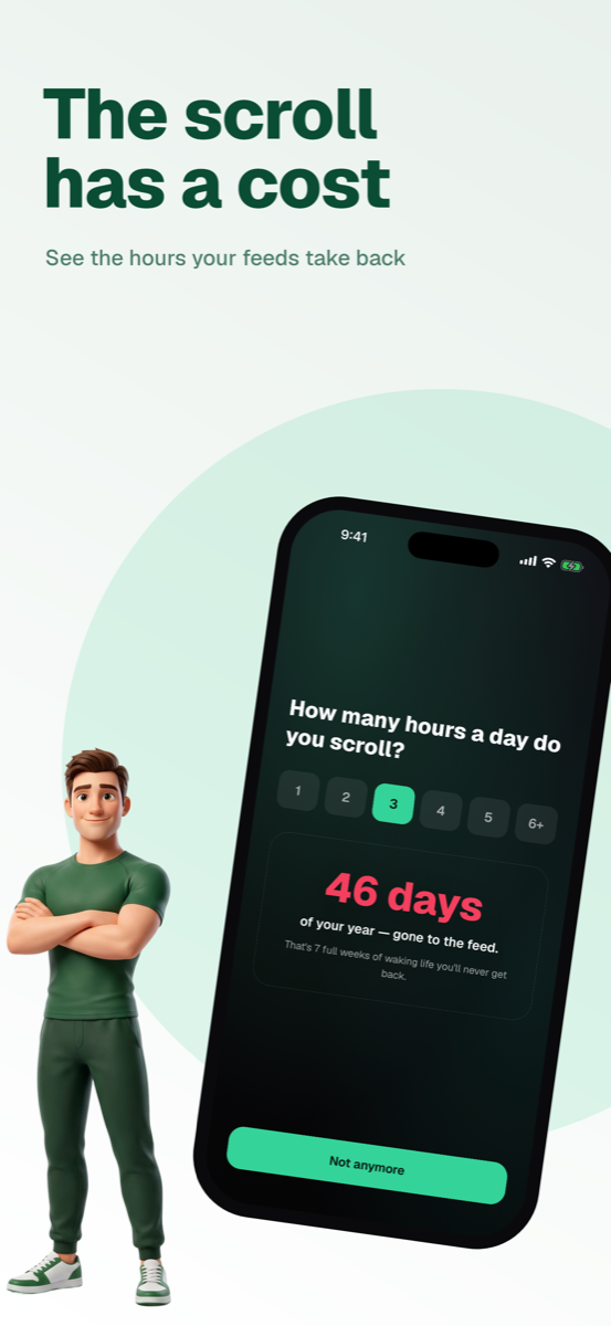 DoomShield shows the yearly cost of your scrolling